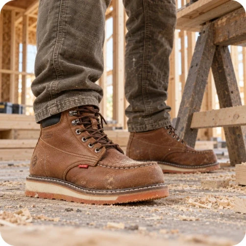Sureway Heavy-Duty Classic Moc Toe Work Boots – Built for Construction & All-Day Endurance