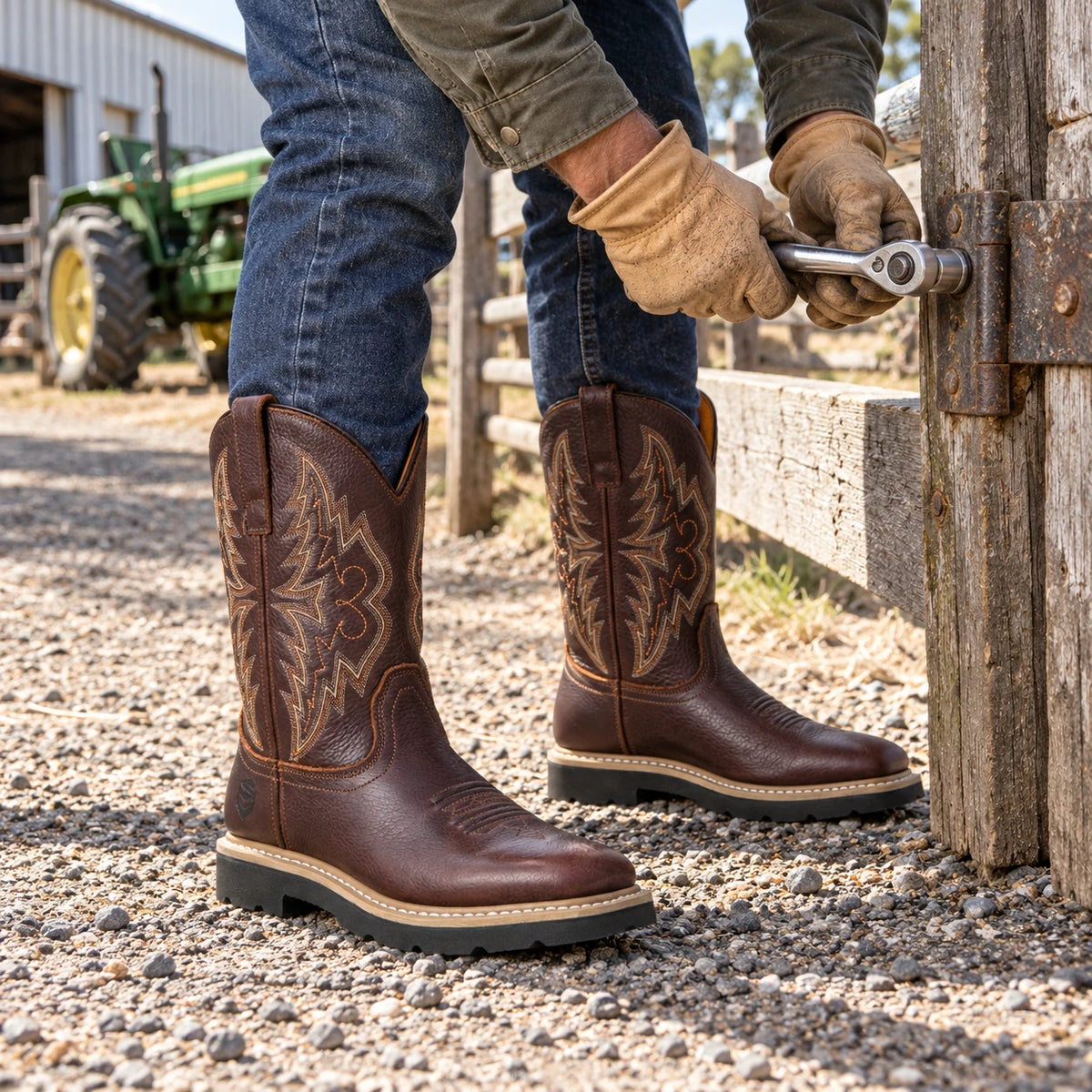 SUREWAY Men’s 1001 10-Inch Waterproof Western Work Boots – Steel Toe or Soft Toe — detail image 1