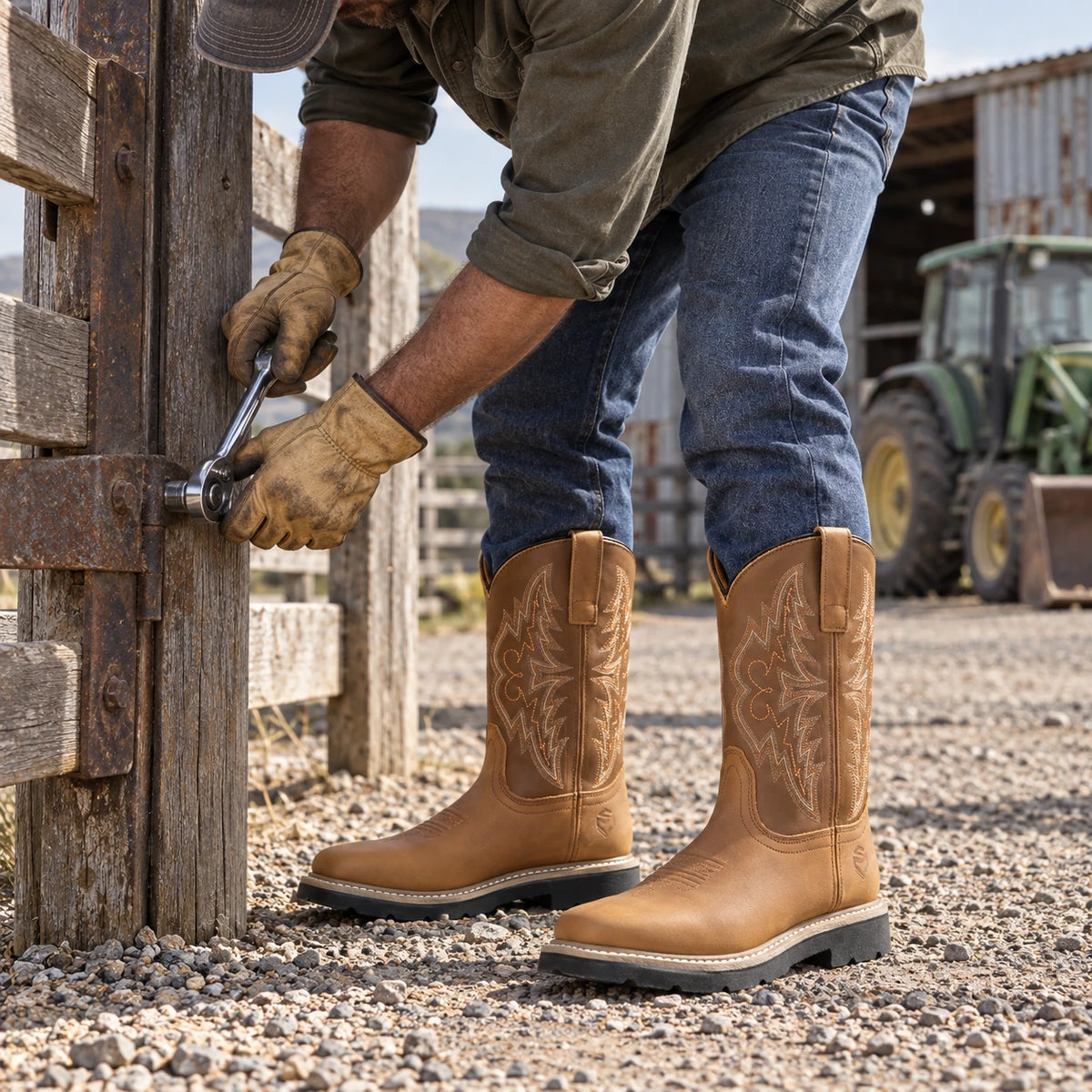 SUREWAY Men’s 1001 10-Inch Waterproof Western Work Boots – Steel Toe or Soft Toe — detail image 2