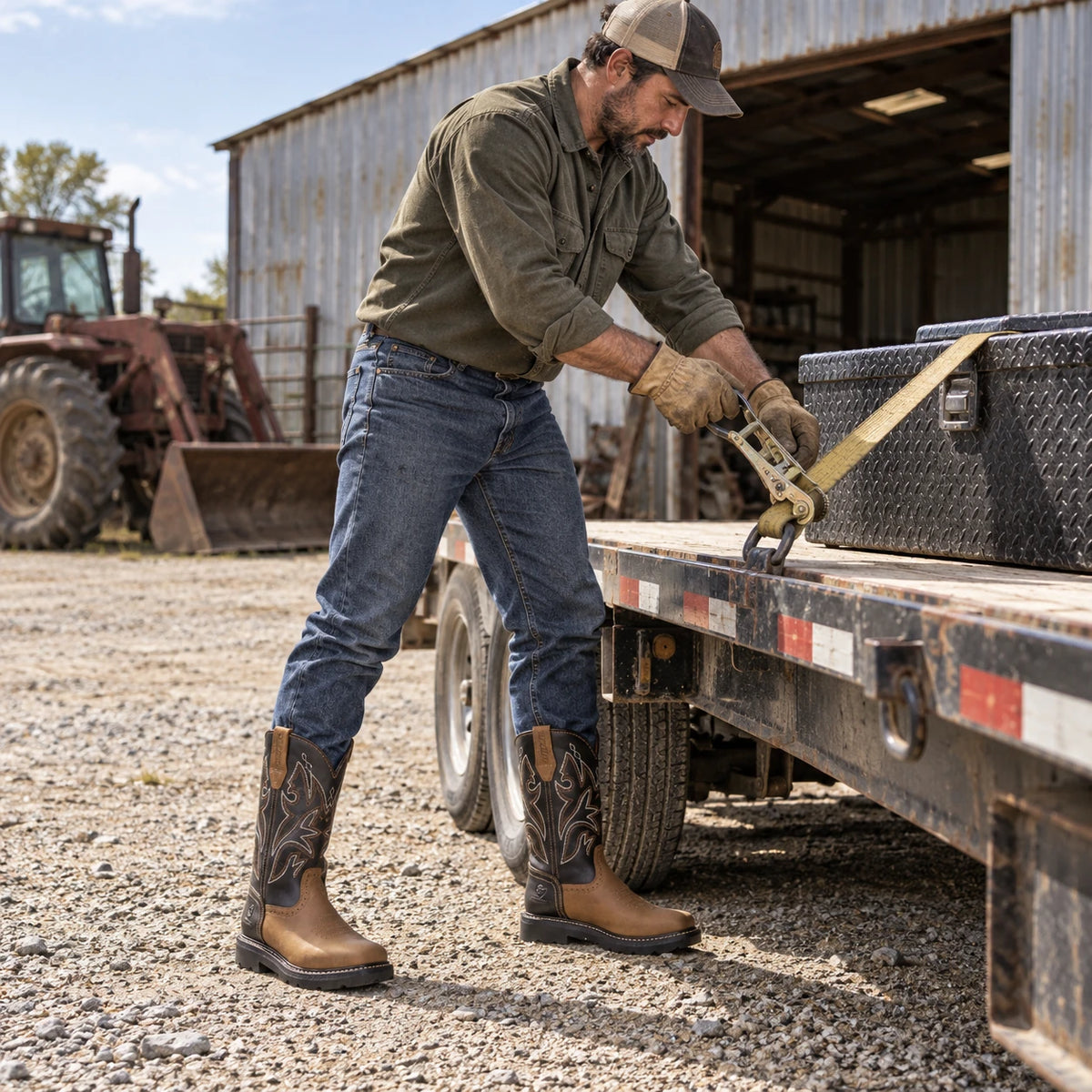 SUREWAY Men’s 1005 10-Inch Brown Western Work Boots – Steel Toe or Soft Toe — detail image 2