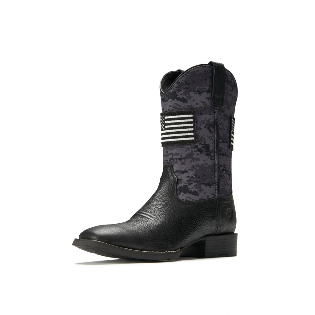 SUREWAY 1006 black pattern 10-inch Western boot, three-quarter view
