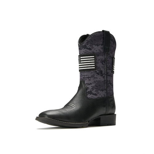 SUREWAY 1006 black pattern 10-inch Western boot, three-quarter view