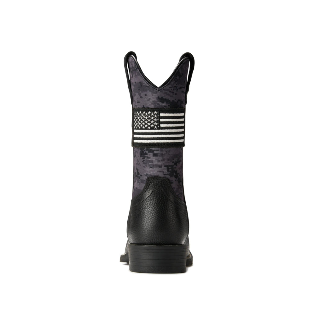 Rear view of the SUREWAY 1006 black pattern Western boot