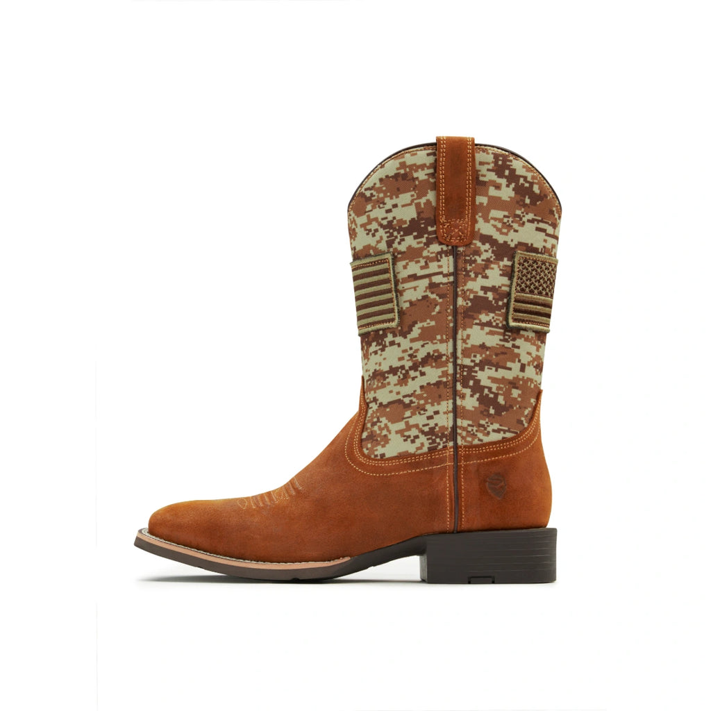 Side view of the SUREWAY 1006 brown pattern Western boot