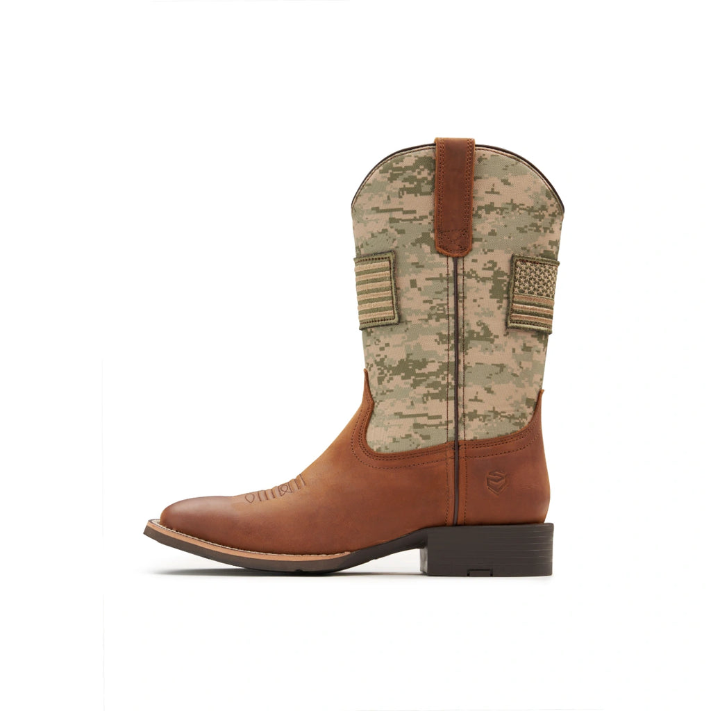 Side view of the SUREWAY 1006 mocha pattern Western boot