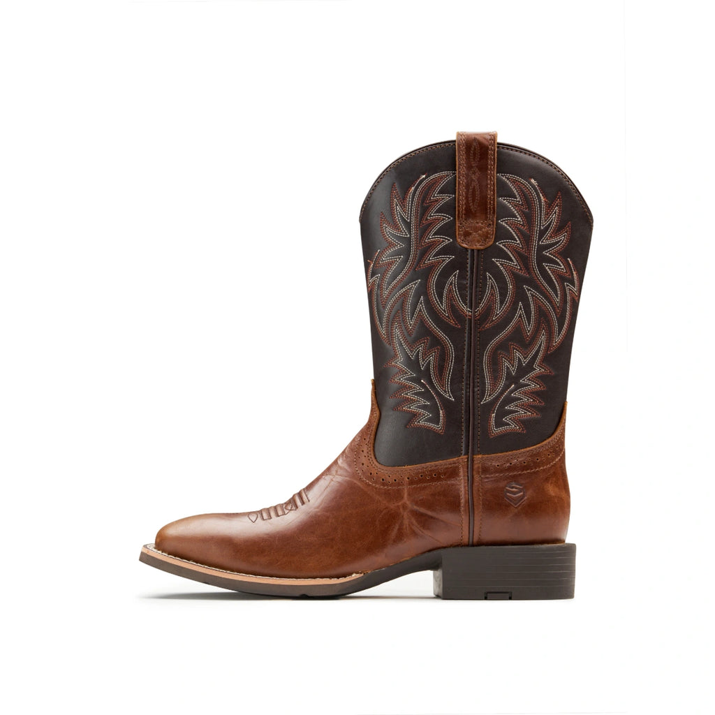 SUREWAY 1009 brown Western boot, rear three-quarter view