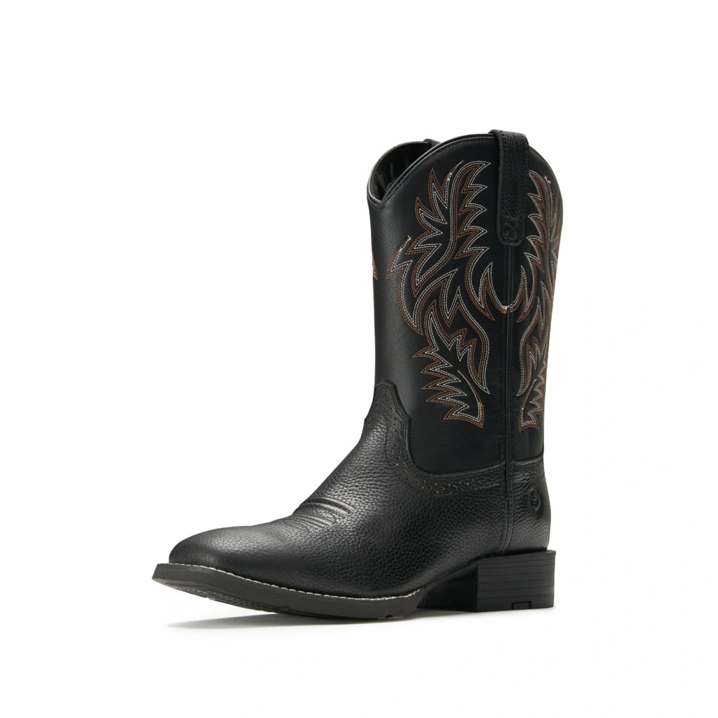 SUREWAY 1009 black 10-inch soft toe Western boot, three-quarter view