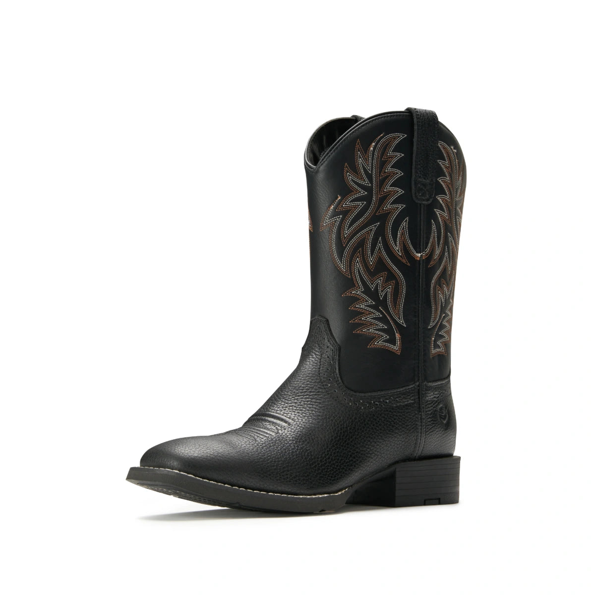 SUREWAY 1009 black 10-inch soft toe Western boot, three-quarter view