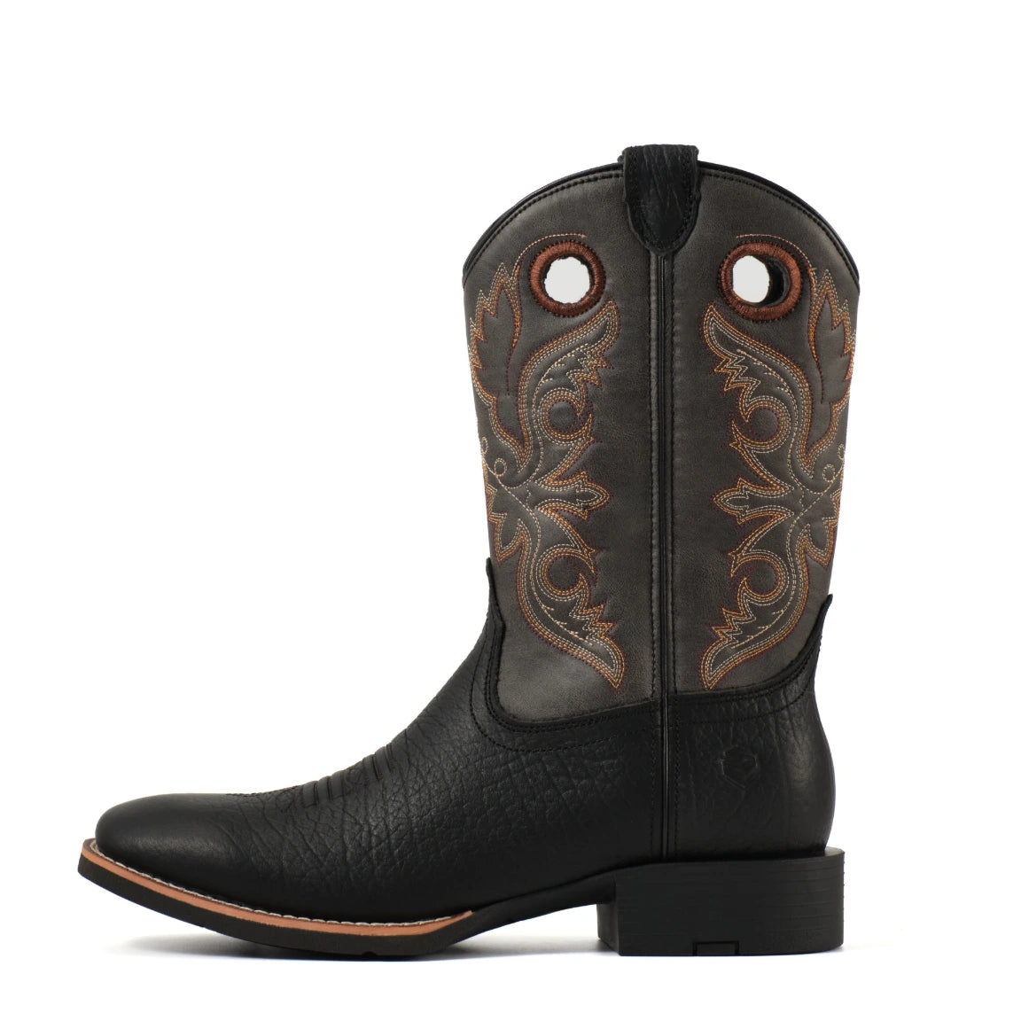 Black Western boots with embroidered shafts