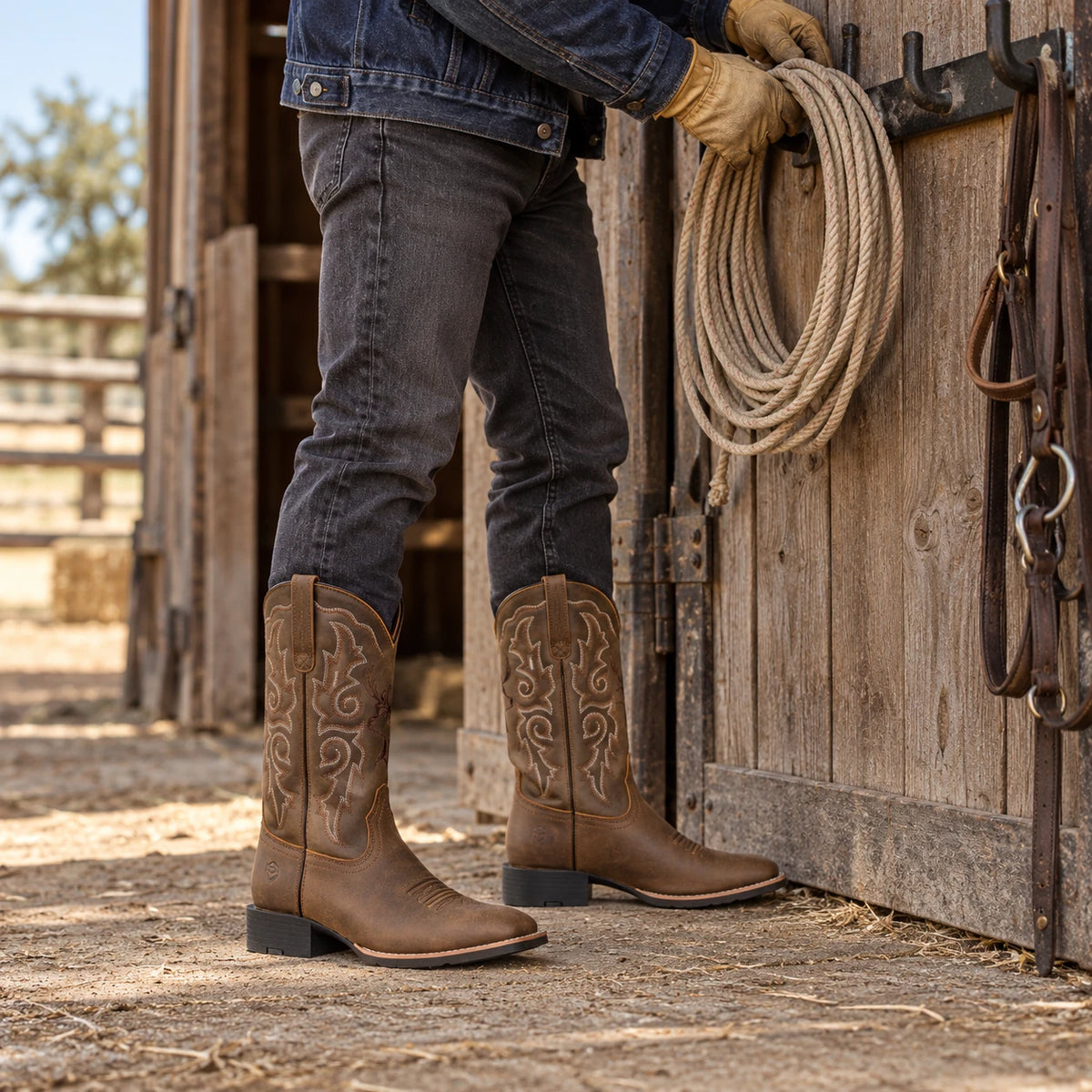 SUREWAY 1015 Men’s Pull-On Western Boots with Fiber Shank — detail image 1