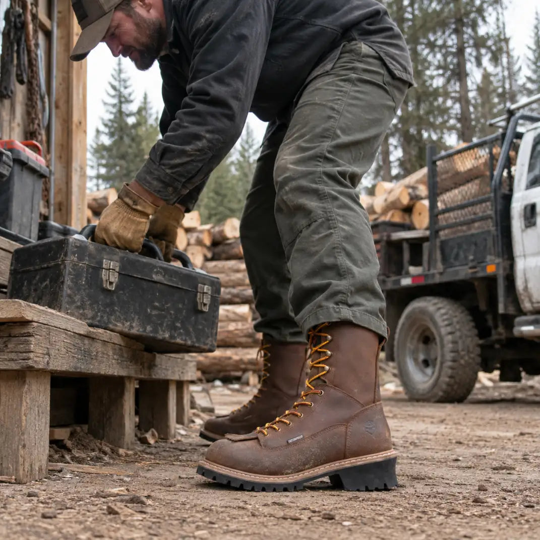 SUREWAY Men’s 1020 S WP 10-Inch Waterproof Steel Toe Logger Boots — detail image 1