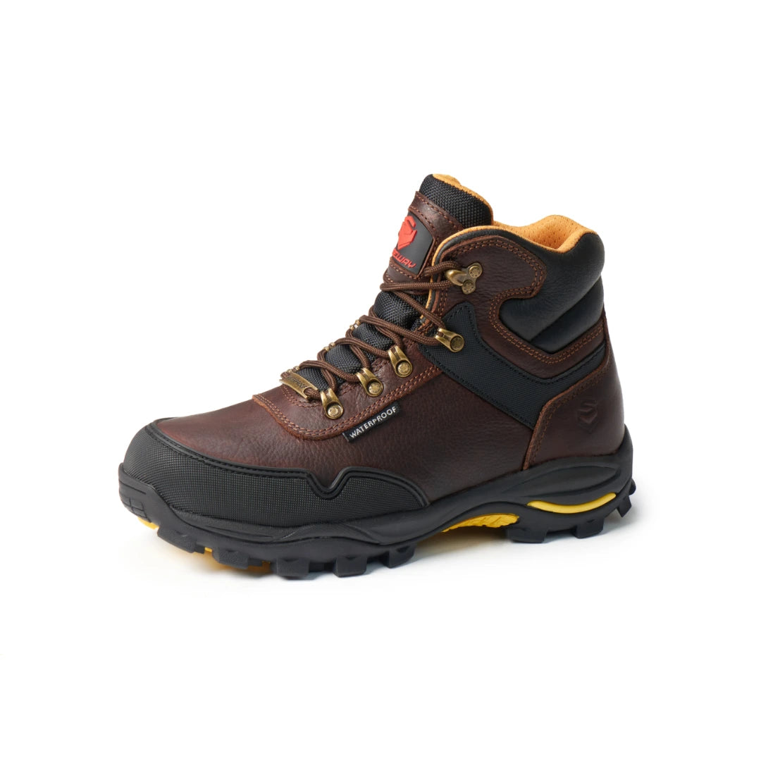 SUREWAY 618 men's black 6-inch waterproof soft toe work boot, three-quarter view