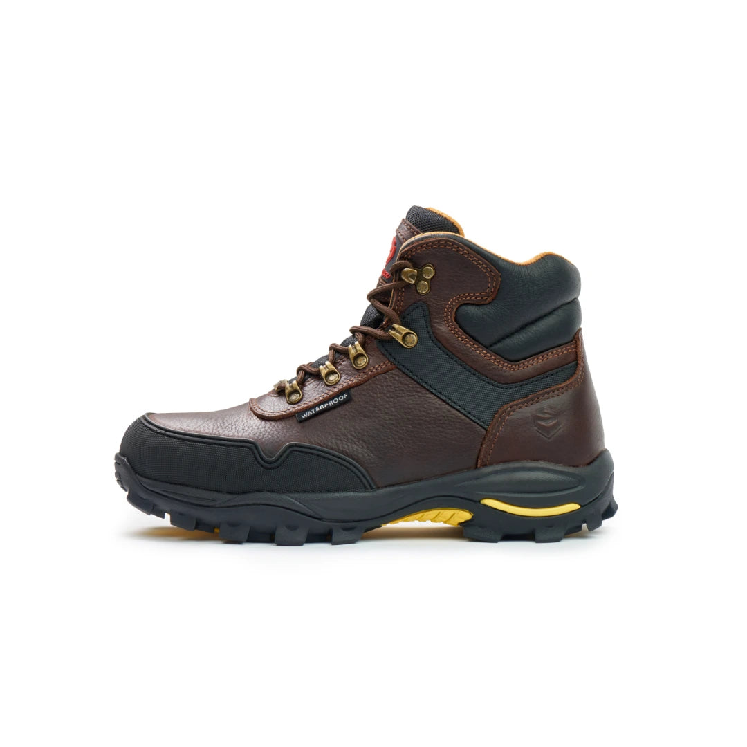 SUREWAY 618 dark brown work boot, outer side view