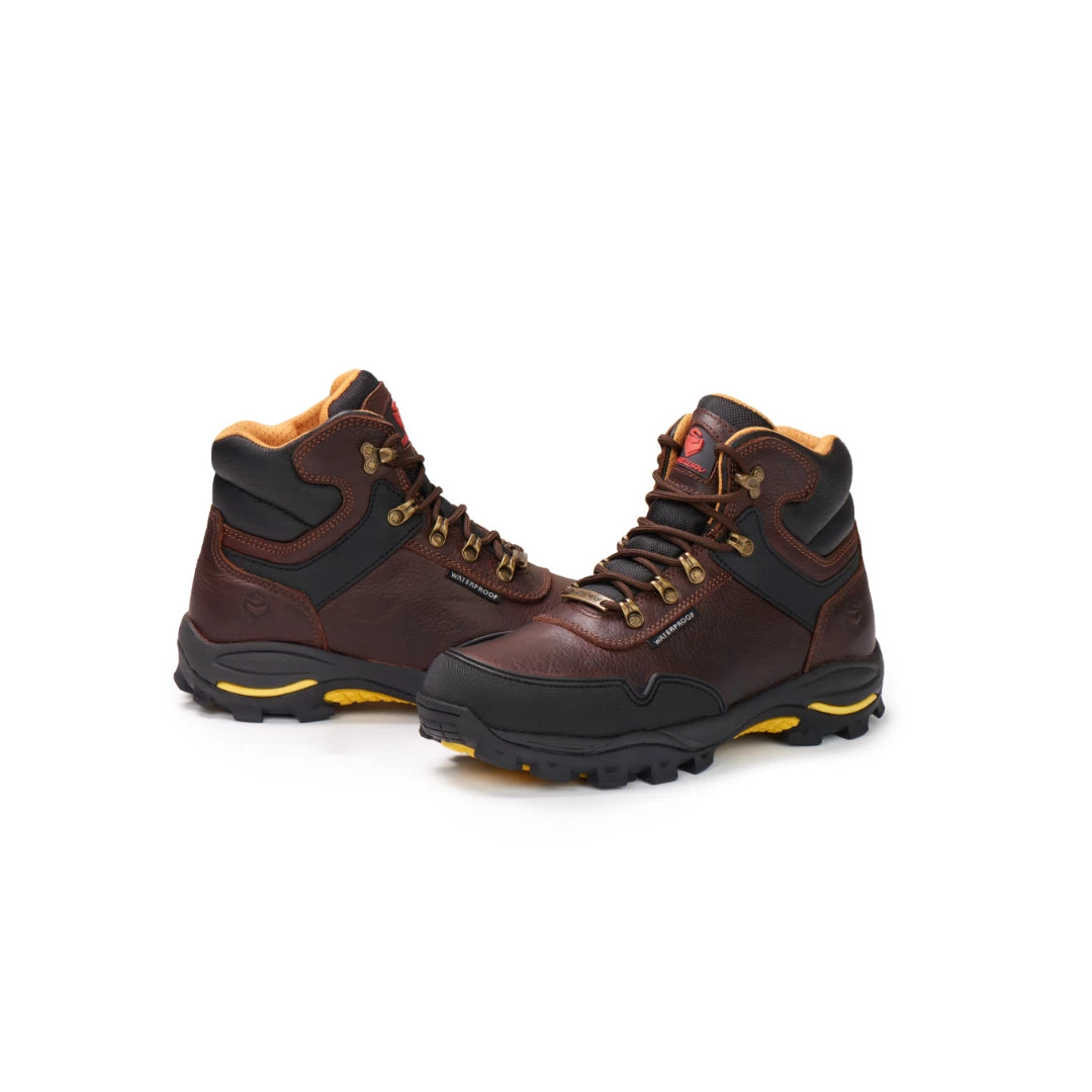 Pair of SUREWAY 618 men's dark brown waterproof work boots