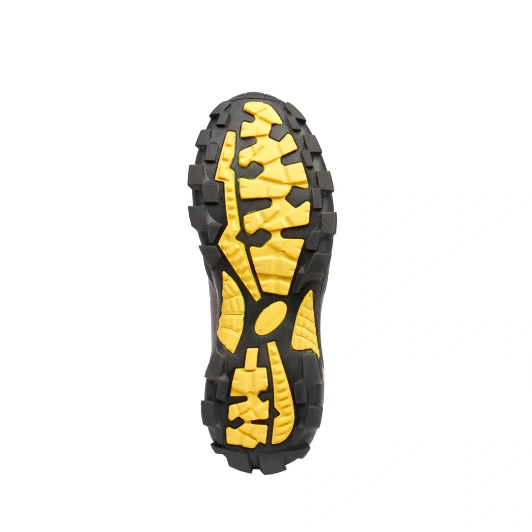 SUREWAY 618 work boot outsole with a black and yellow lug tread pattern
