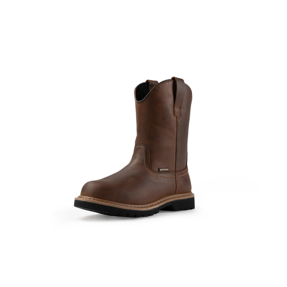 SUREWAY 65102 men's brown leather Western boot, three-quarter view with a black sole.