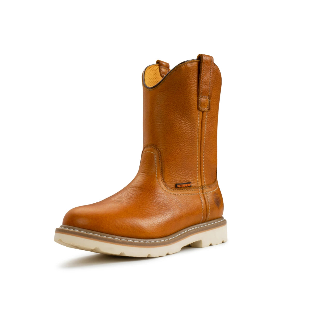 SUREWAY 65102 men's light brown leather Western boot, three-quarter view with a beige sole.