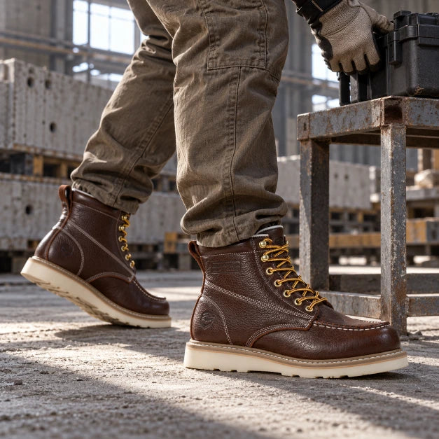 SUREWAY N603M 6-Inch Men’s Leather Moc Toe Work Boots – Goodyear Welt — detail image 3