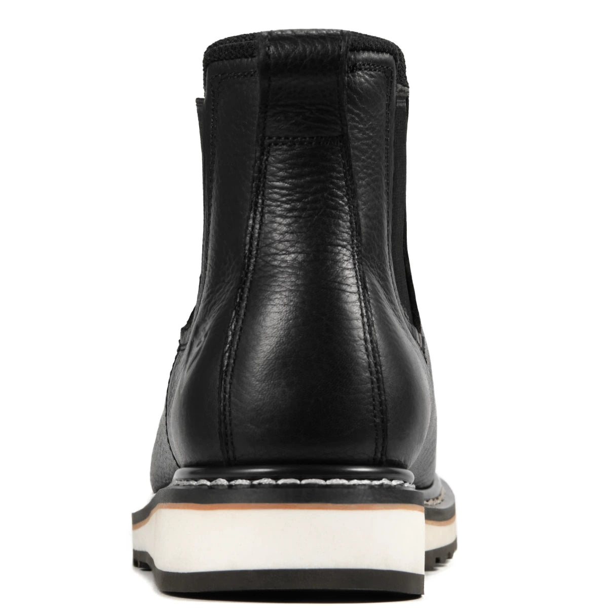 Rear view of the SUREWAY N607 black leather Chelsea work boot