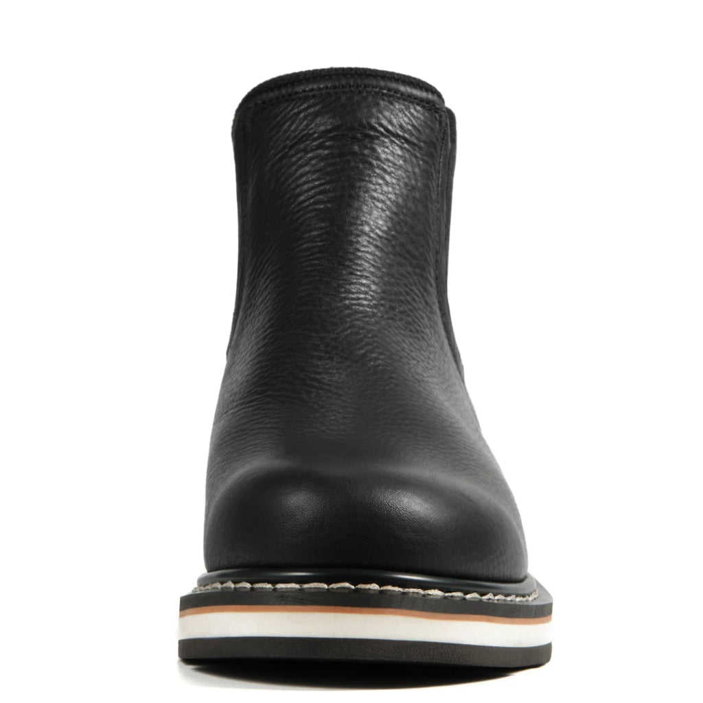 Front view of the SUREWAY N607 black leather Chelsea work boot