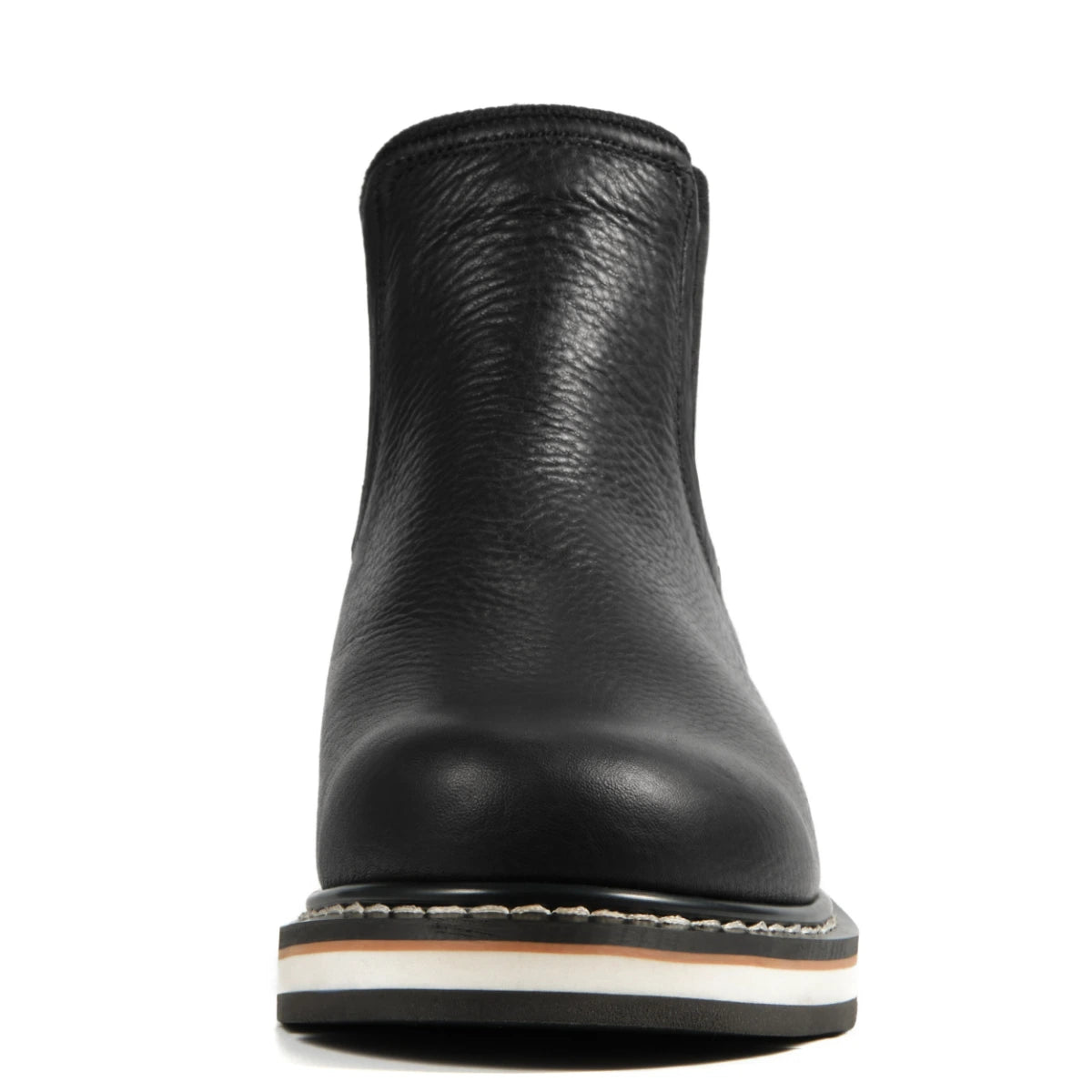 Front view of the SUREWAY N607 black leather Chelsea work boot