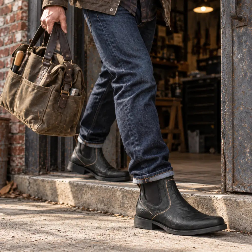 SUREWAY N608 Men’s 6-Inch Leather Chelsea Boots — detail image 2