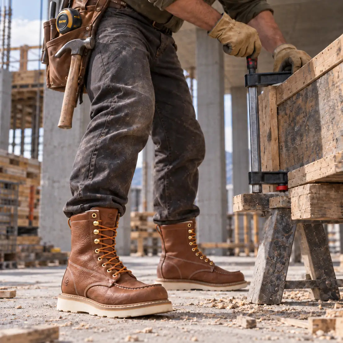 SUREWAY N803M Men’s 8-Inch Moc Toe Work Boots – Goodyear Welt — detail image 2