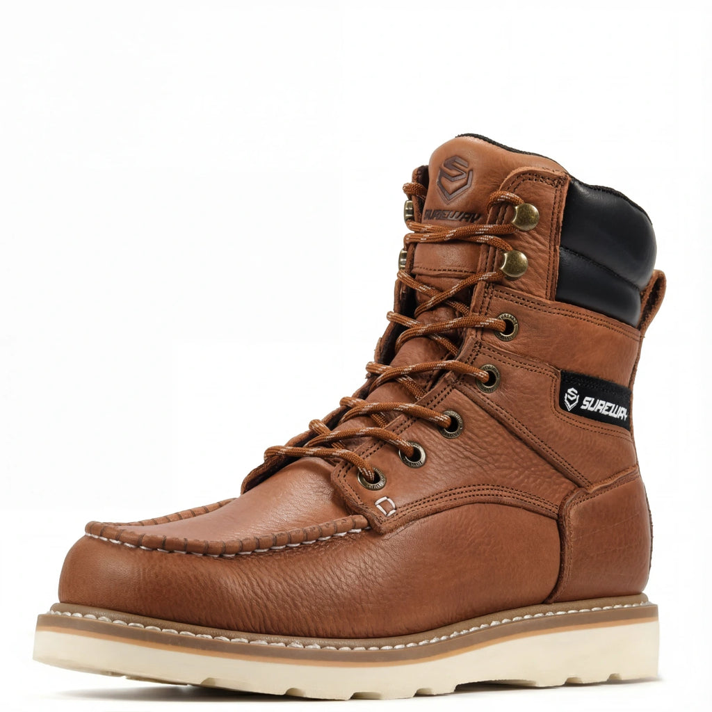 SUREWAY N819 Men’s 8 Inch Goodyear Welt Work Boots with Steel Shank