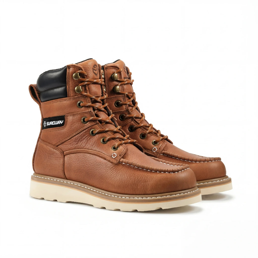 SUREWAY N819 Men’s 8 Inch Goodyear Welt Work Boots with Steel Shank