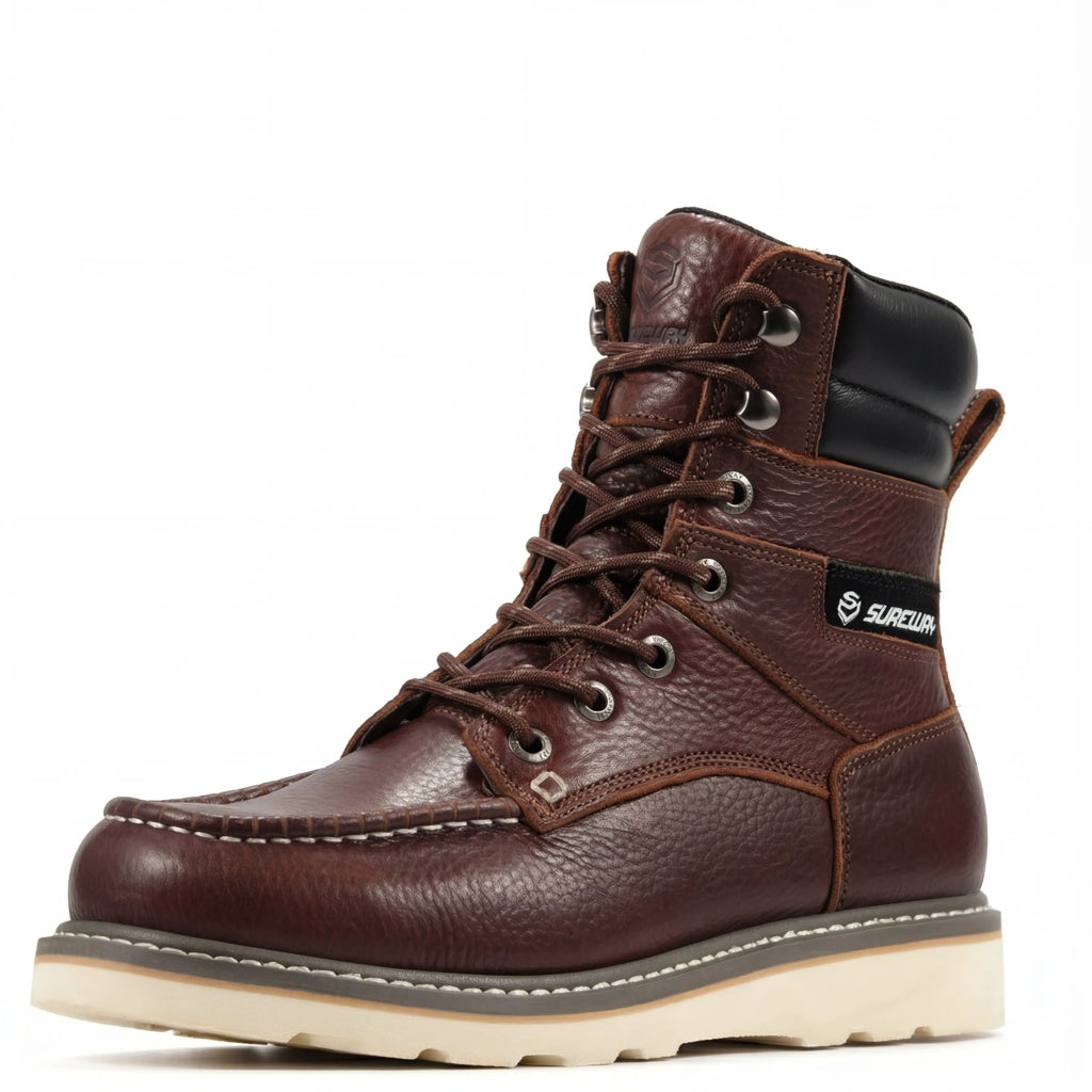 SUREWAY N819 Men’s 8 Inch Goodyear Welt Work Boots with Steel Shank