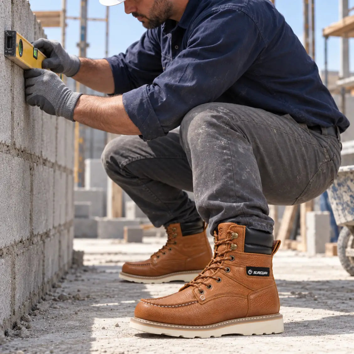 SUREWAY N819 Men’s 8 Inch Goodyear Welt Work Boots with Steel Shank — detail image 1