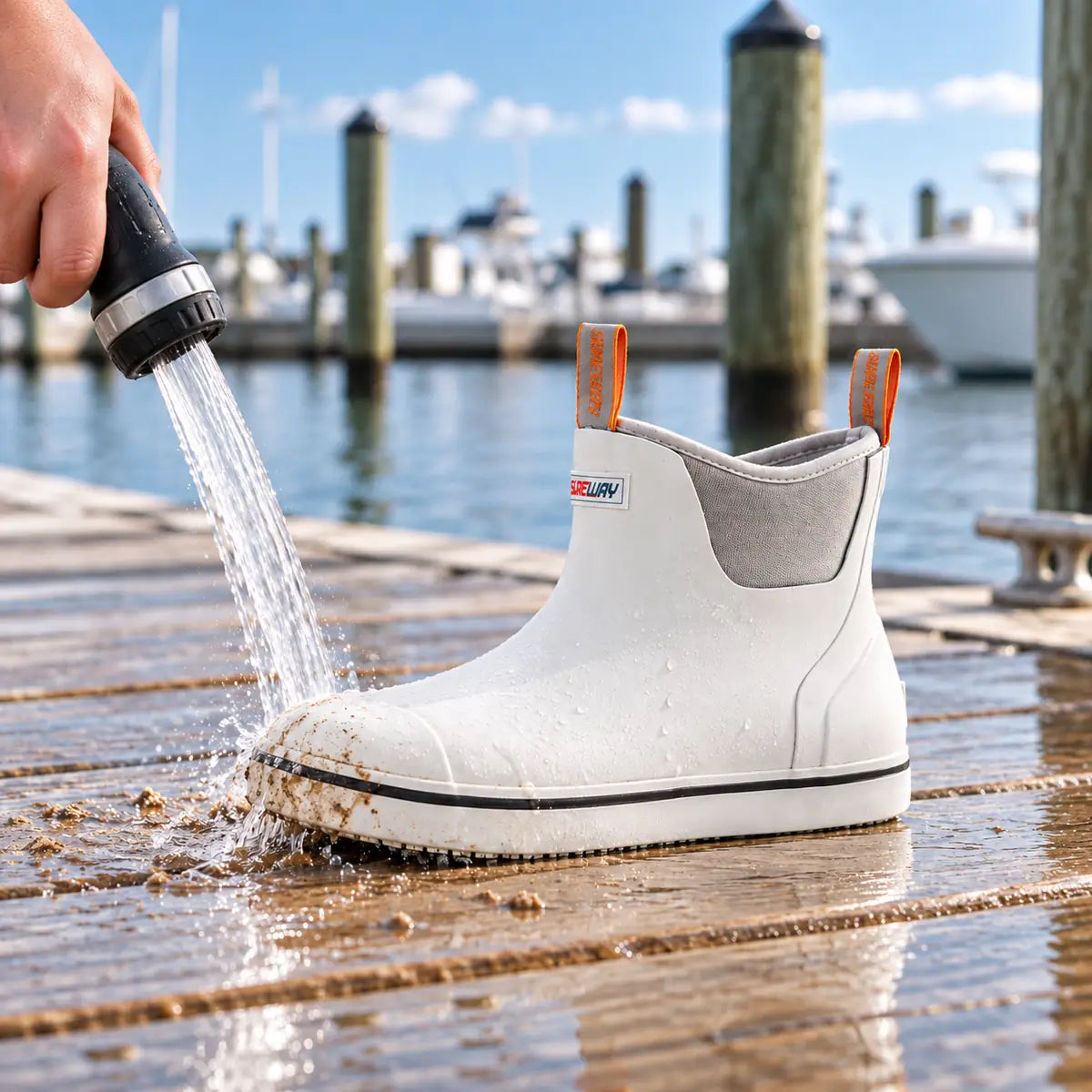 SUREWAY A500 Men’s Waterproof Deck Boots, Slip-On Rubber Boots with 6-Inch Shaft — detail image 3