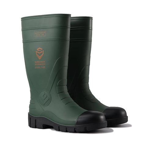 Botas de trabajo de goma con punta de acero e impermeables para hombre Sureway 1300